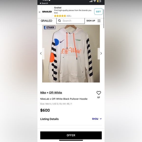 Nikelab x Off-White Mercurial NRG Hoodie White, Size Small - Picture 2 of 11